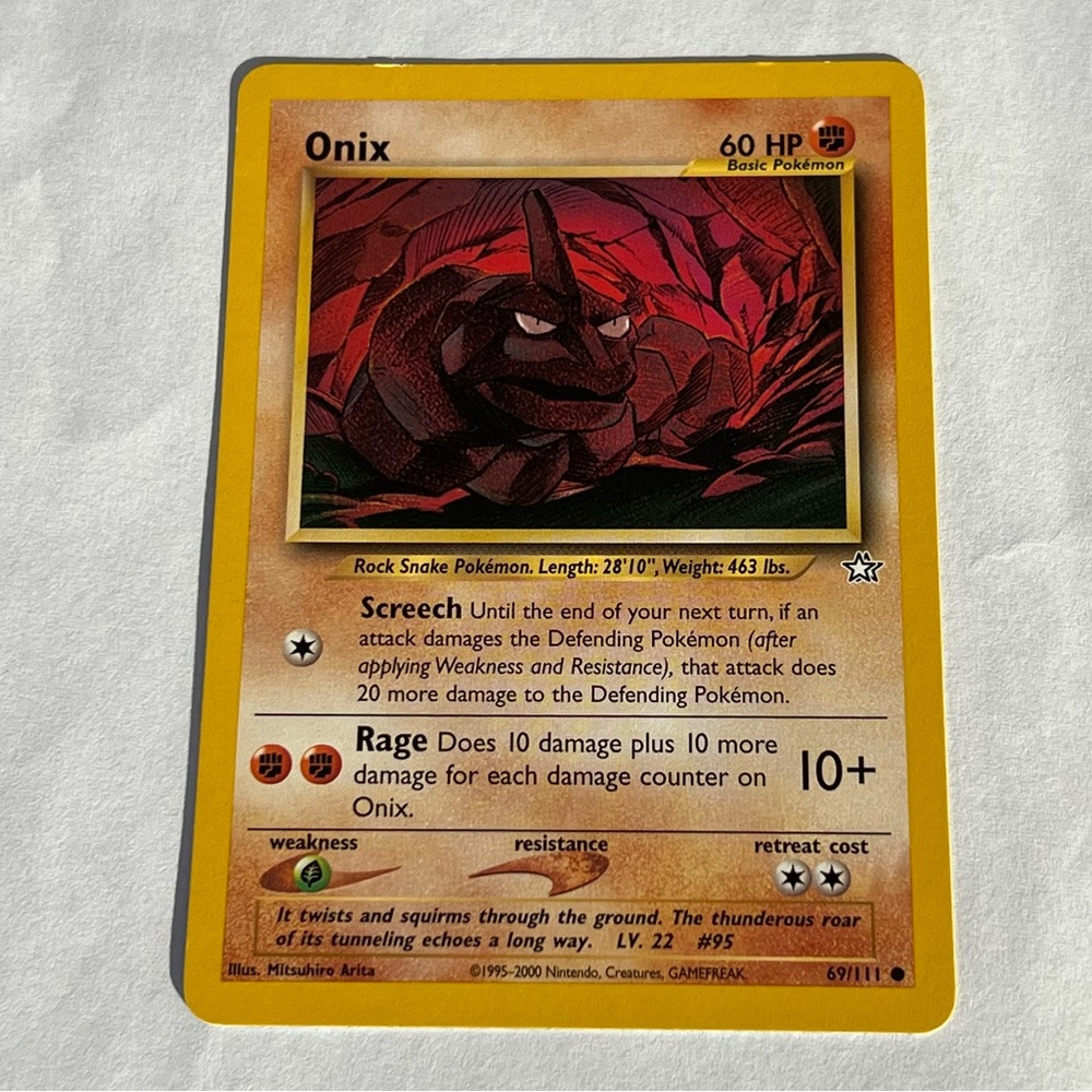 Vintage Pokemon Onix Neo Genesis Playing Card